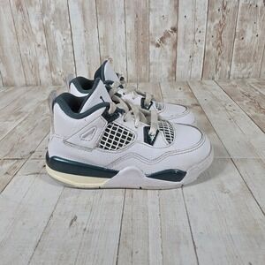 Jordan 4 Retro Toddler White Teal‎ Green Basketball Shoes Size 8c